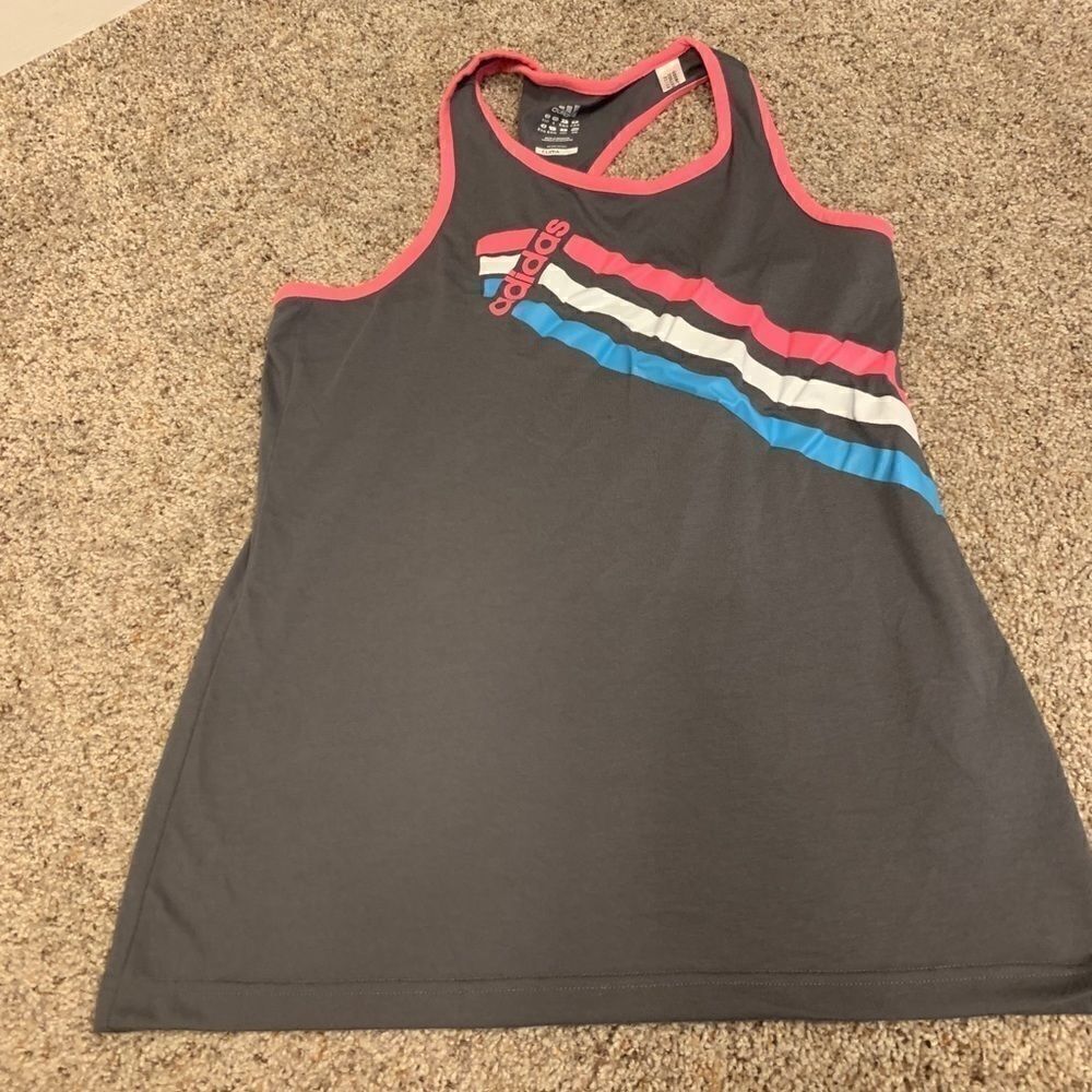 Adidas gray with pink edge Racerback tank size Medium
